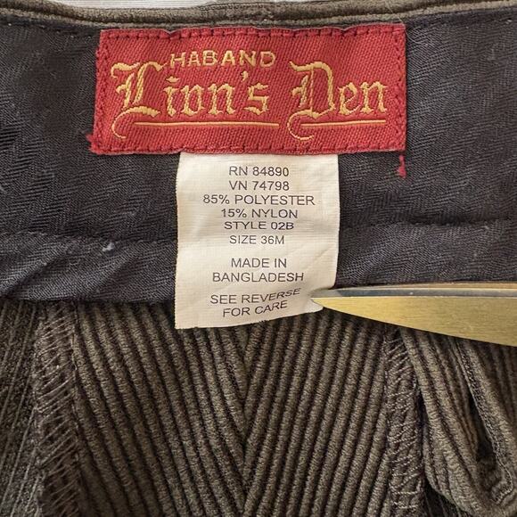 Vintage Haband's Lions Den Men's 36 Medium Green Corduroy Pants Stretch Waist - Picture 6 of 11